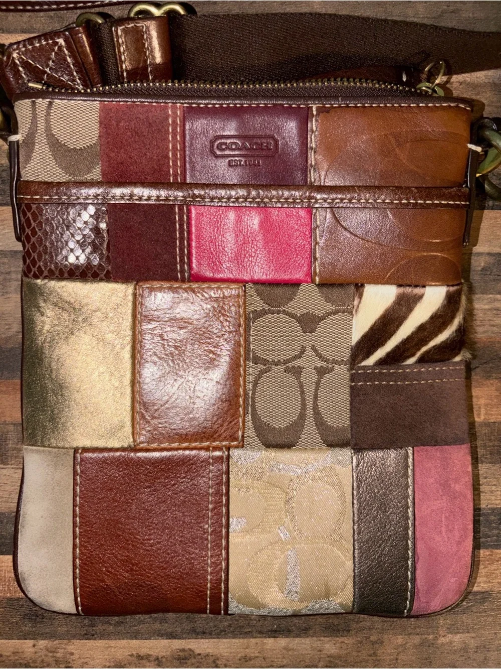COACH Patchwork Leather Crossbody Bag - Multicolor- Certificate of Authenticity